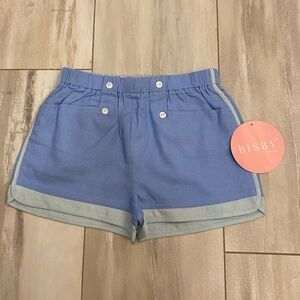 NWT Bisby by Little English Periwinkle Blue Linen Sailor Shorts, girls size 12